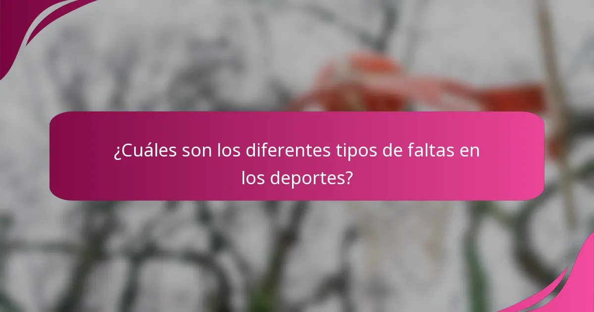 ¿Cuáles son los diferentes tipos de faltas en los deportes?