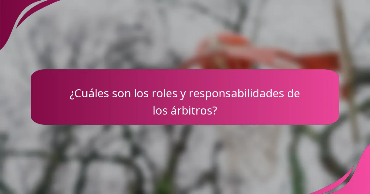 ¿Cuáles son los roles y responsabilidades de los árbitros?